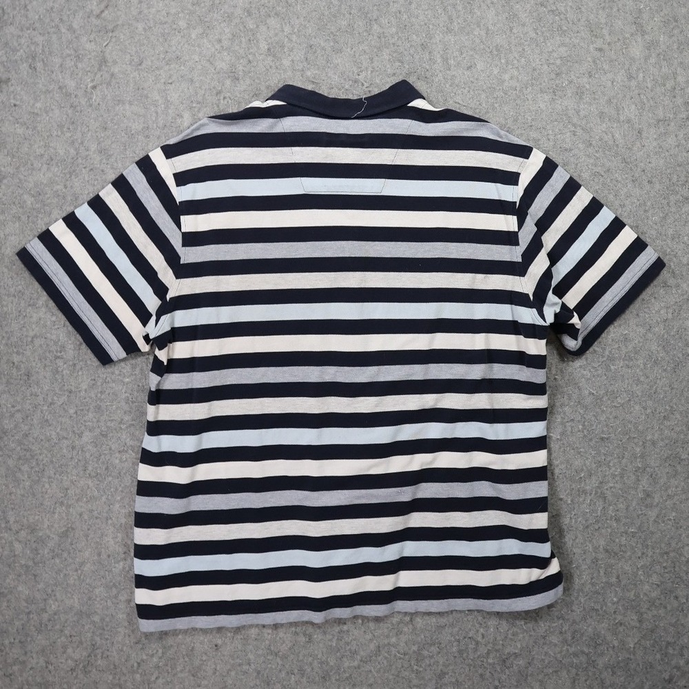 Austin Reed Polo Shirt Mens XXL Blue Excellent Striped Mercerized Cotton - Picture 2 of 6
